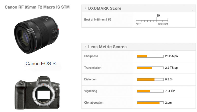 Canon RF 85mm F2 Macro IS STM Lens review - DXOMARK